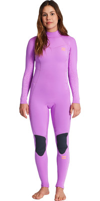 2024 Billabong Dames Synergy 3/2mm Gbs Rug Ritssluiting Wetsuit ABJW100132 - Bright Orchid